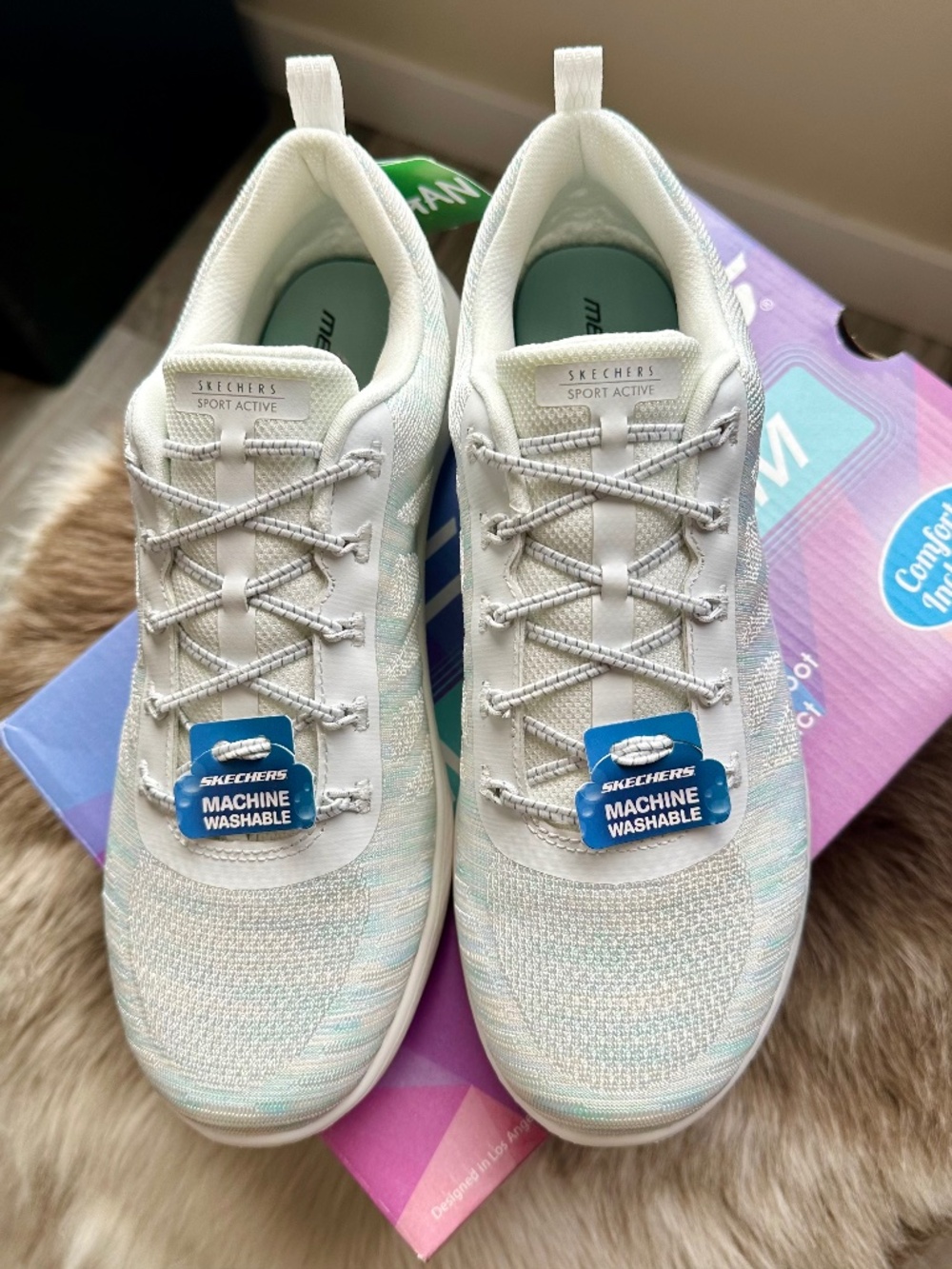 Skechers Vapor Foam Lite Washable Knit Bungee Sneakers White - 9 Medium